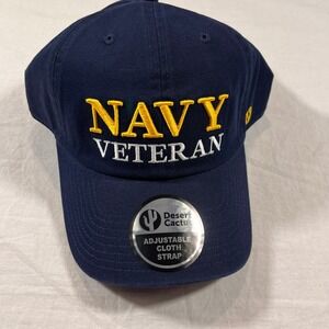 Desert Cactus US Navy Veteran Hat Adult OS Blue NEW Adjustable Cloth Strap
